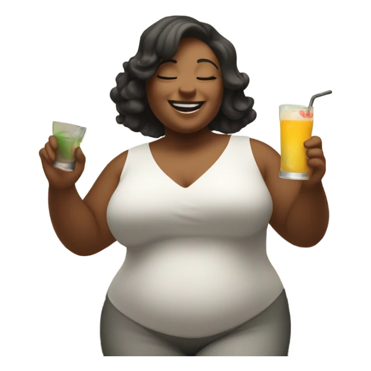 Chubby White Woman dancing with drink with eyes closed sticker
