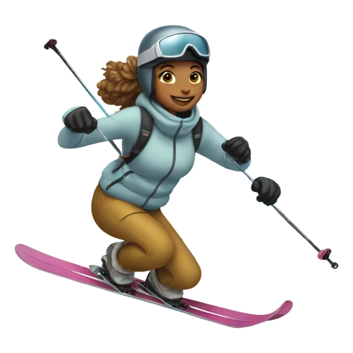 girl skiing with boba in hand sticker