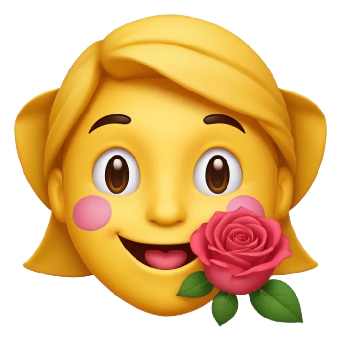 Simple emoji with a rose in his mouth sticker