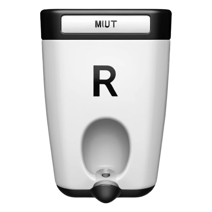 a white pisoar with r. mutt writted in black on it sticker