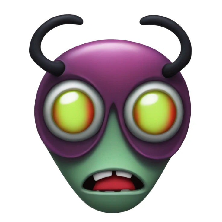 Alien head shaped invader Zim with red eyes sticker