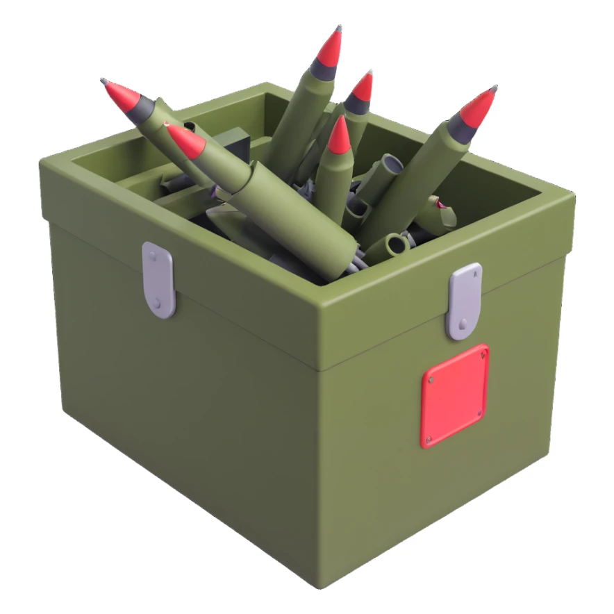 A military box filled with combat missiles sticker