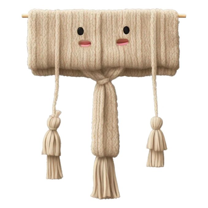 knitted scarf in beige tones with delicate tassels on the ends sticker