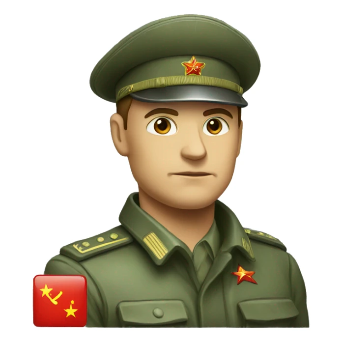 ussr soldier serious with military takes sticker