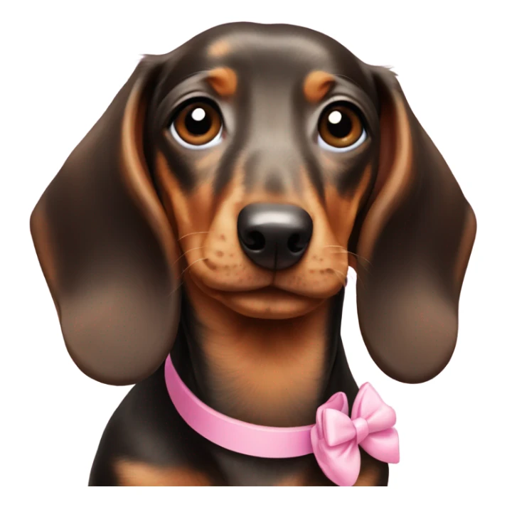 Dachshund puppy with pink bows on its ears sticker