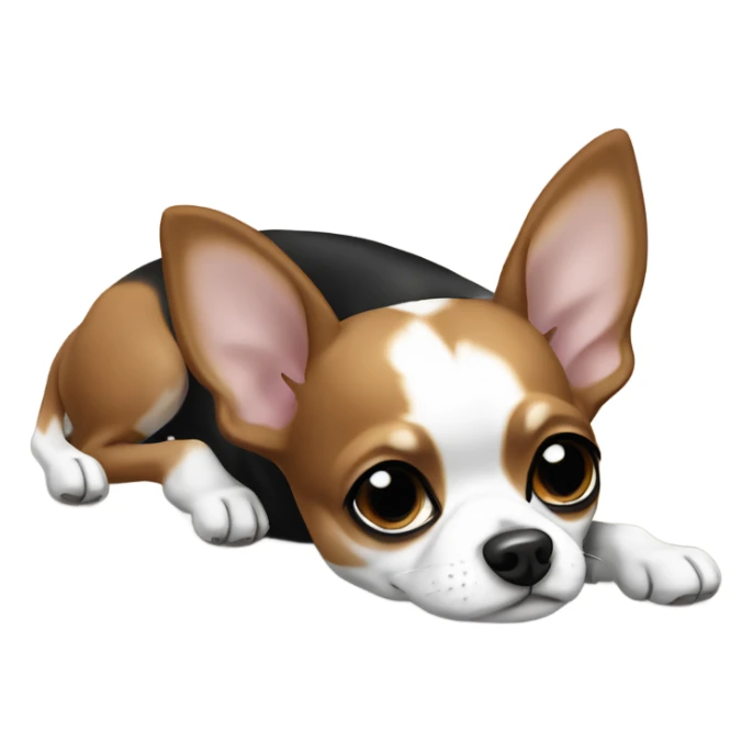 Brown black and white Chihuahua laying down  sticker