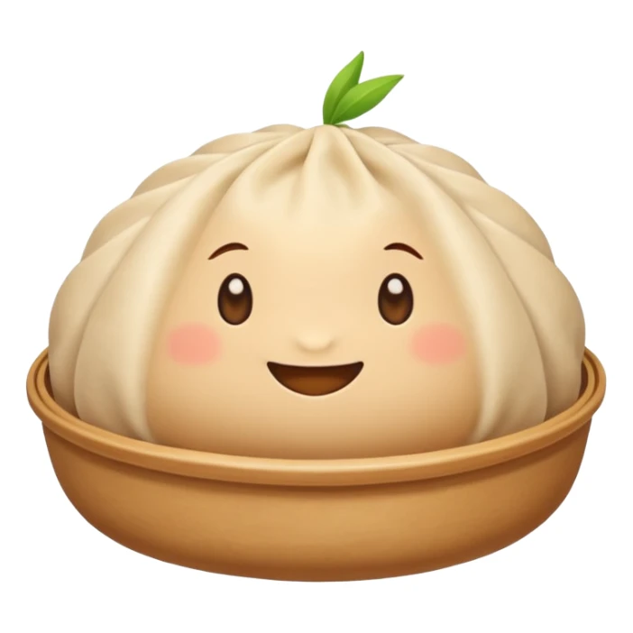 smiling dumpling bun who holds a Zapier logo sticker