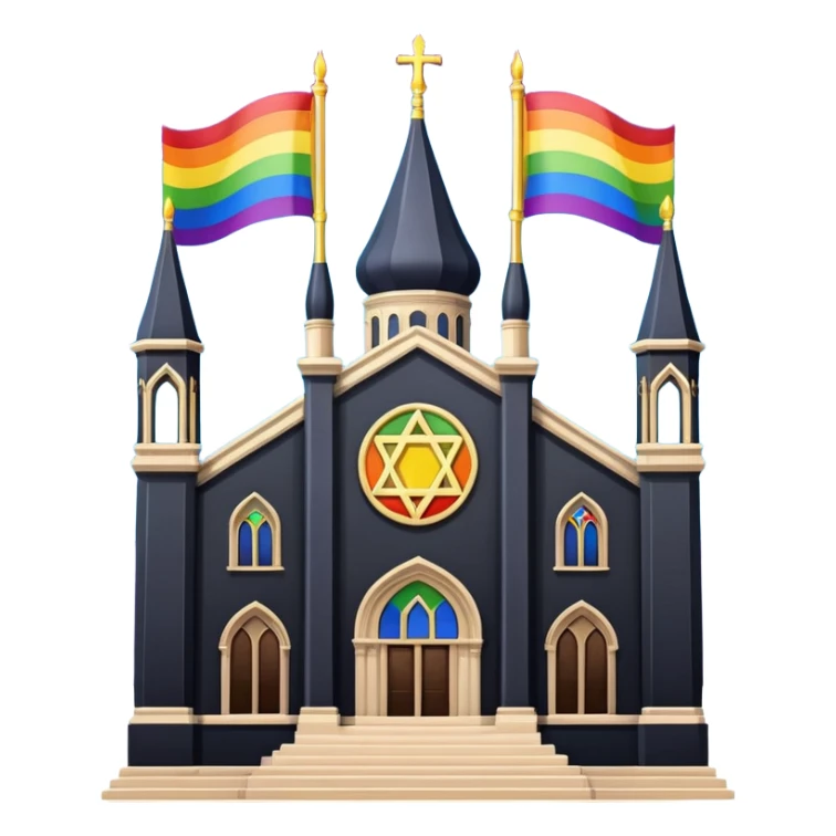 jewish synagogue temple in dark goth aesthetic style with lgbt flags sticker