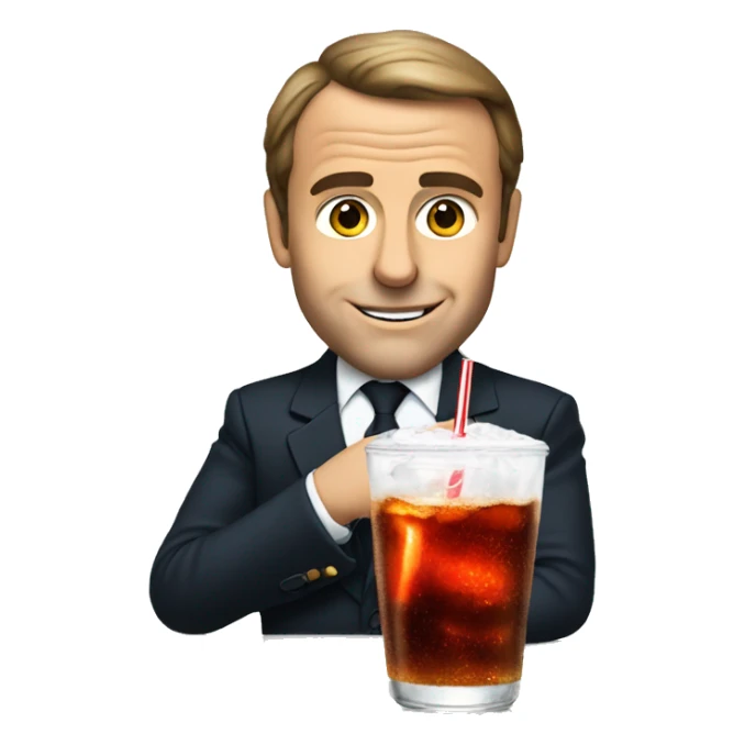 Macron with a glass of coke sticker