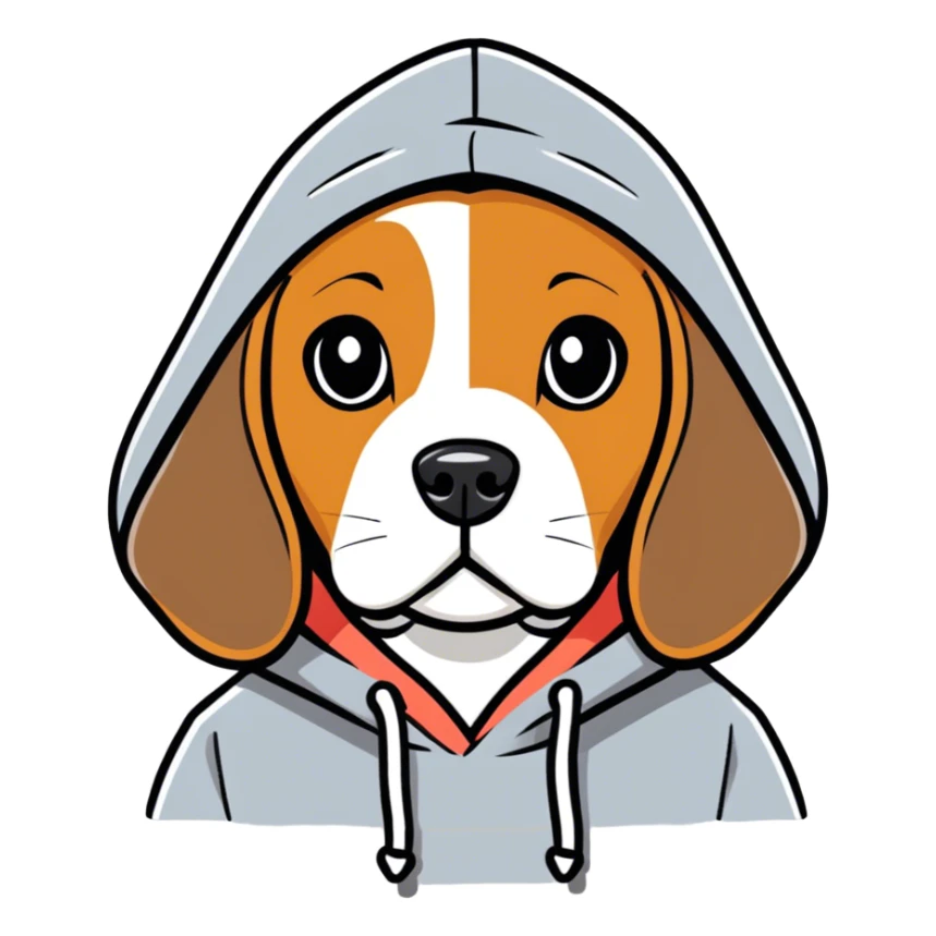 Beagle wearing a hoodie  sticker