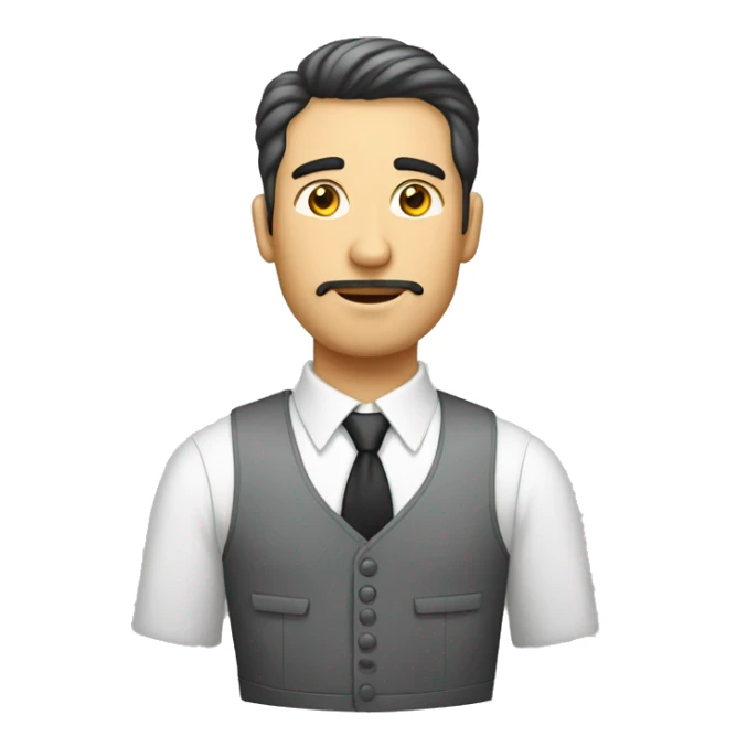 hombre blanco con ojos pardos que viste traje plomo sticker