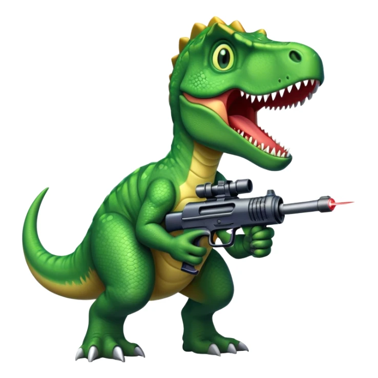 dinosaur with guns and laser eyes sticker