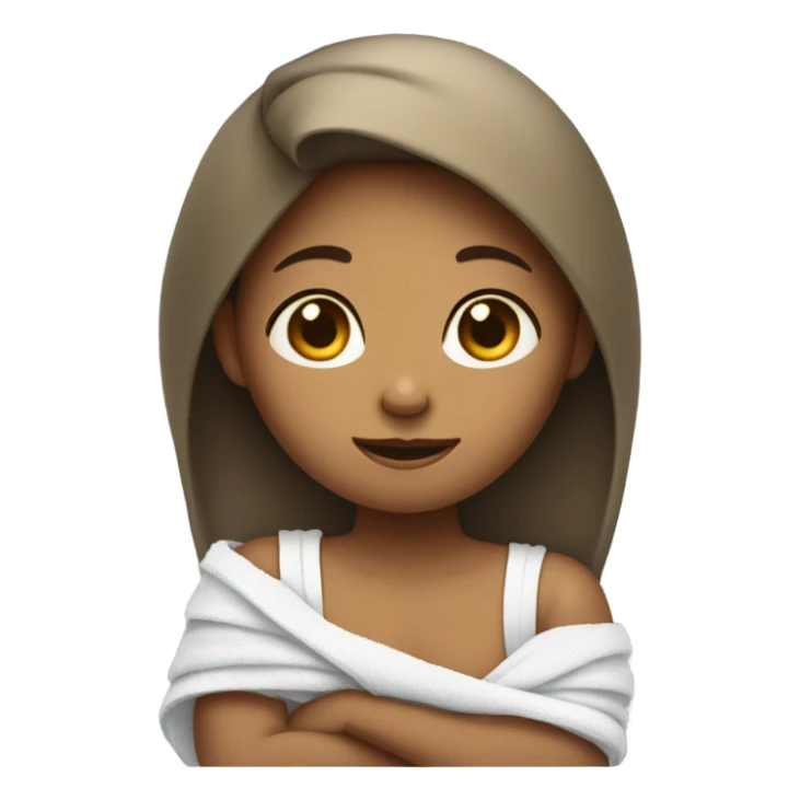 Girl sitting and the roll from the towel on her neck and under her armpits  sticker