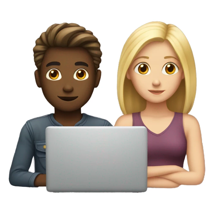 white boy and girl behind laptop sticker
