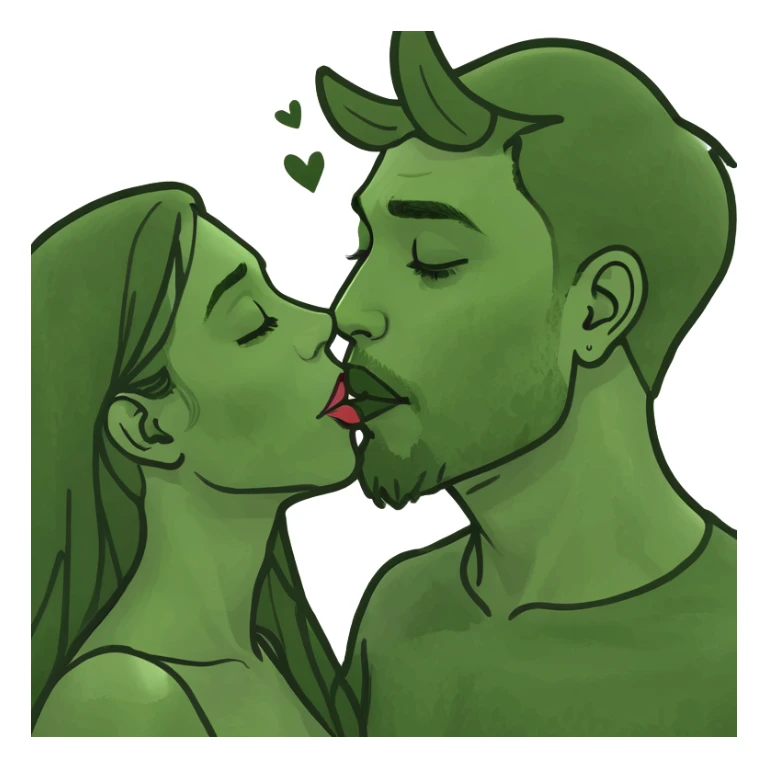 Tanned man kissing brunette girl sticker