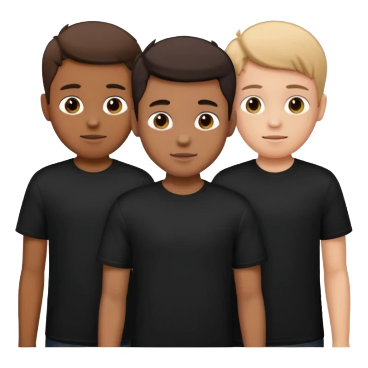 3 boys wearing black t shirt sticker