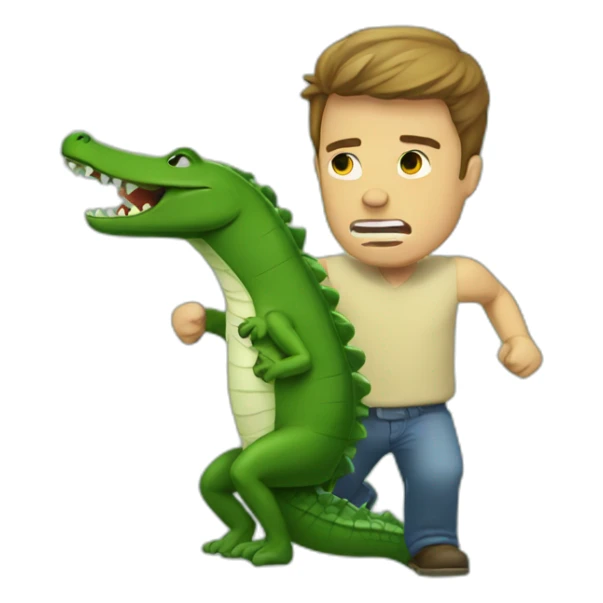 guy losing a fight against an alligator sticker