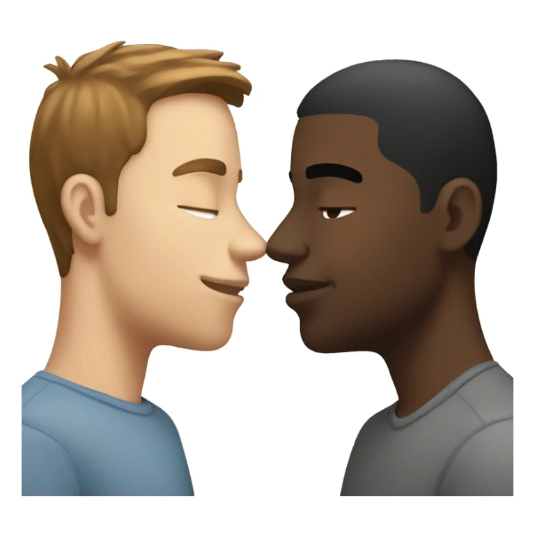 Black guy kissing white guy with brown hair  sticker