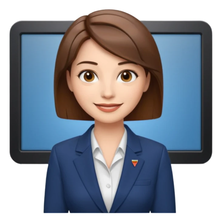 news anchor woman, with a screen with a prompter in front of her sticker