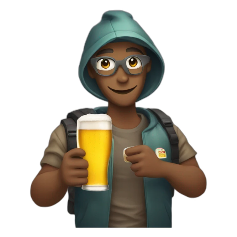 persona con prismáticos bebiendo cerveza sticker