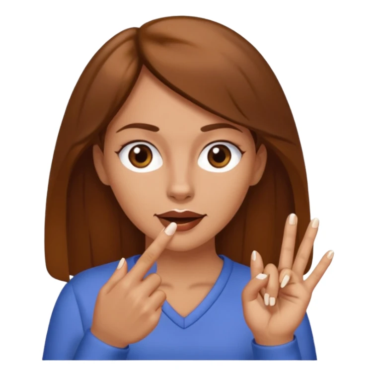 Fille brune et blanche qui a un ongle entre les canines de sa bouche sticker