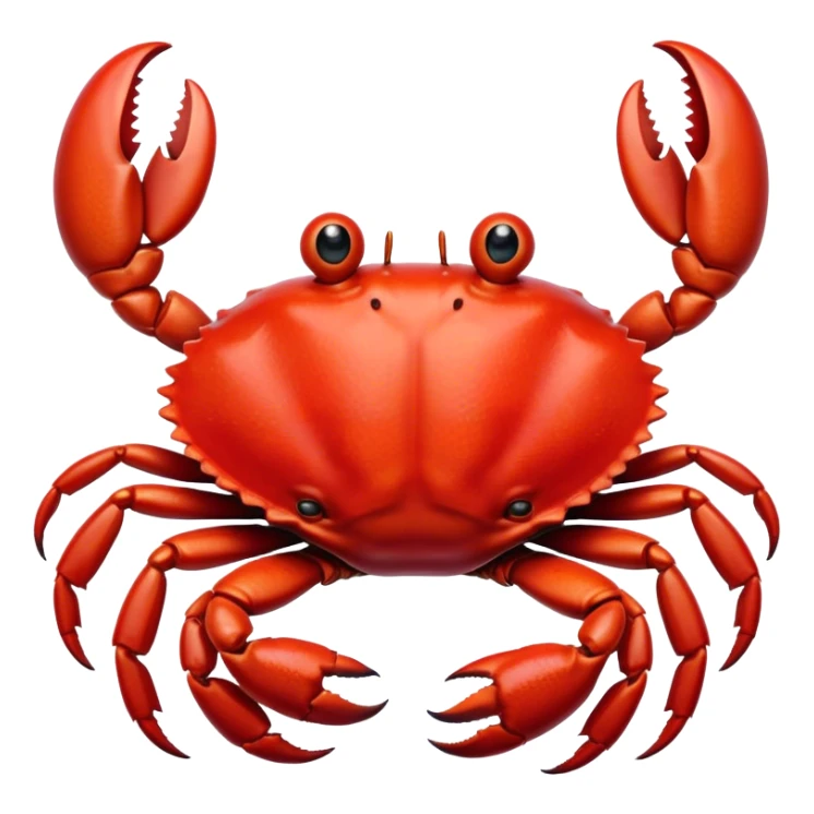 Cinematic Realistic Comical Crab Portrait Emoji, Head tilted dramatically with an exaggeratedly amused expression, featuring a striking, glossy red shell with bold natural textures and a whimsically formed face with wide, expressive eyes full of playful disbelief, rendered with lifelike detail and vibrant coastal hues, high shine, dramatic yet playful, styled with an air of cheeky seaside mischief, soft glowing outline, capturing the essence of a spirited and over‐the‐top crab that looks ready to pinch its way into viral fame! sticker