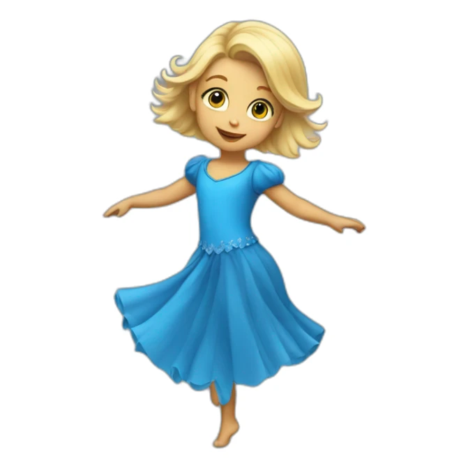 little blonde girl dancing in a blue bird costume sticker