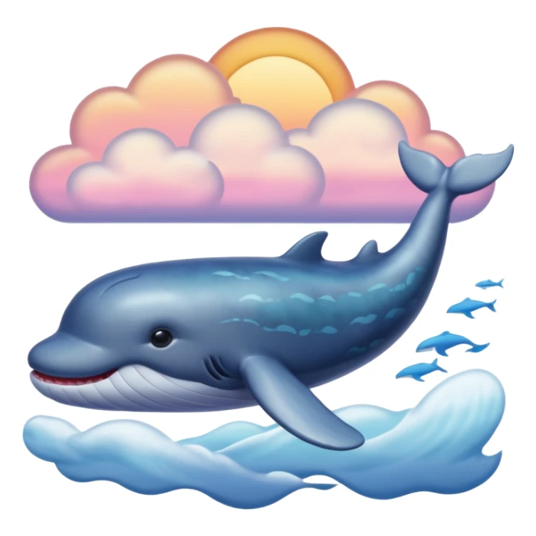 Sky Whale – Gigantic whale drifting among pastel sunset clouds. sticker