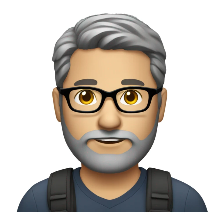 reporter short hair dark brown hair, chubby, GRAY beard AND GLASSES sticker