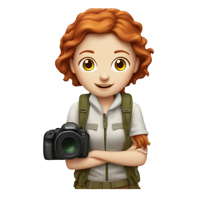 Redhead girl travel photographer sticker