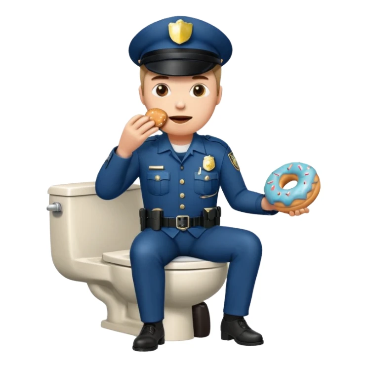 cop sitting on a toilet eating a donut  sticker