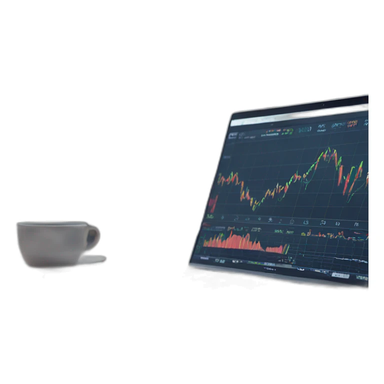 stock market charts on a laptop sticker