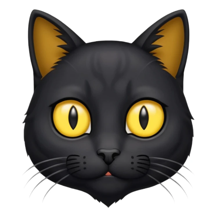 cute black cat with big yellow eyes, thunder scar on forehead like Harry Potter sticker