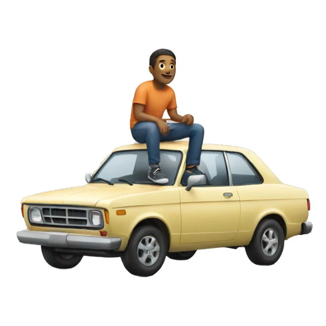 man sitting on top of car sticker