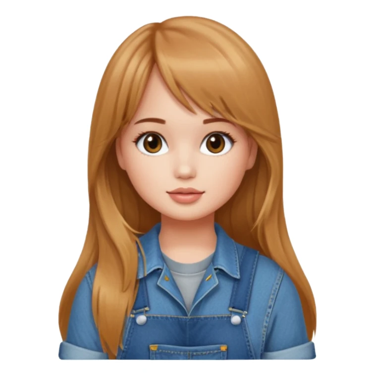 Debby Ryan (long hair with straight (not curtain) bangs) wearing overalls sticker