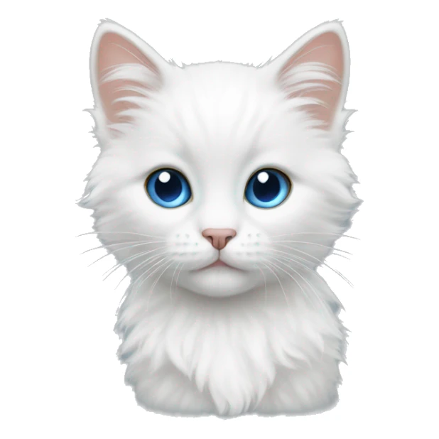 White fluffy kitten with one brown eye and one blue eye sticker