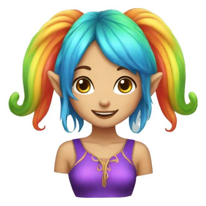 rainbow hair elf girl sticker