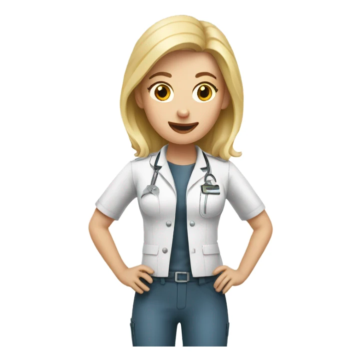 Female blonde vet with pig sticker