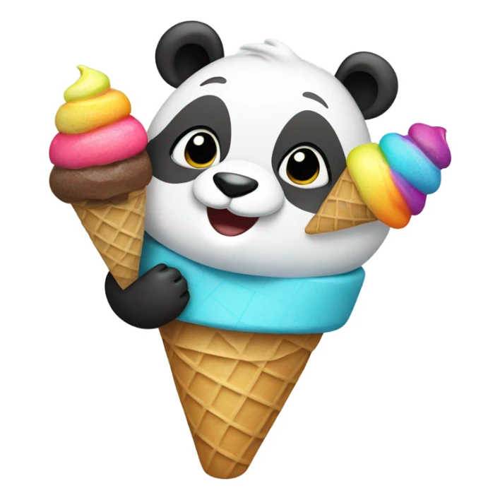 Panda eating ice cream sticker