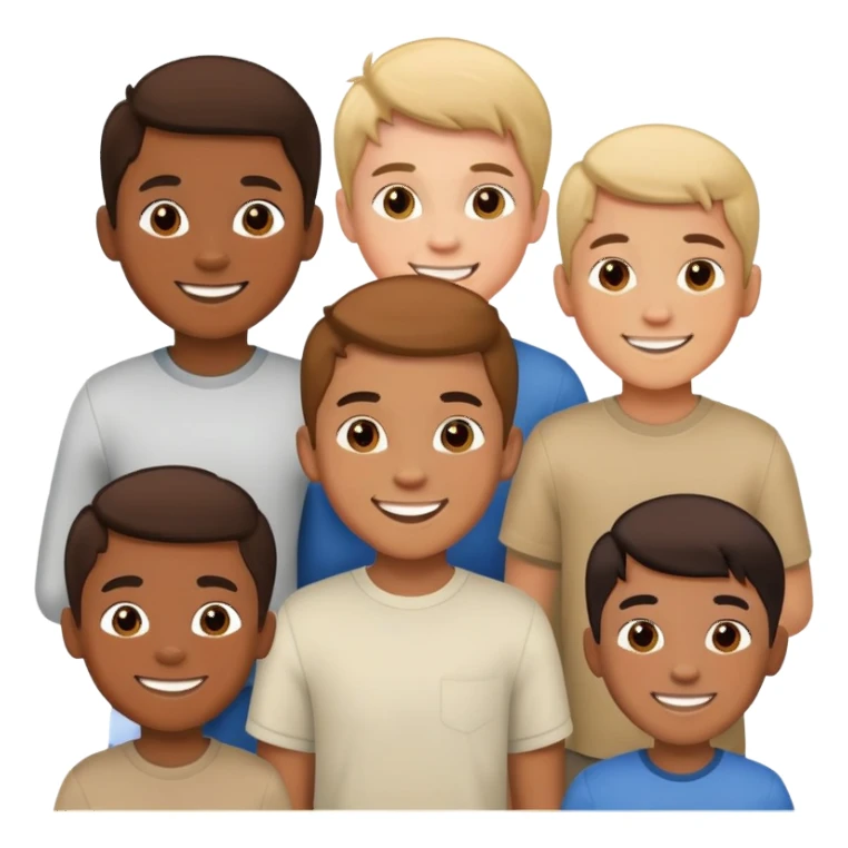 7 boys standing together as a group sticker