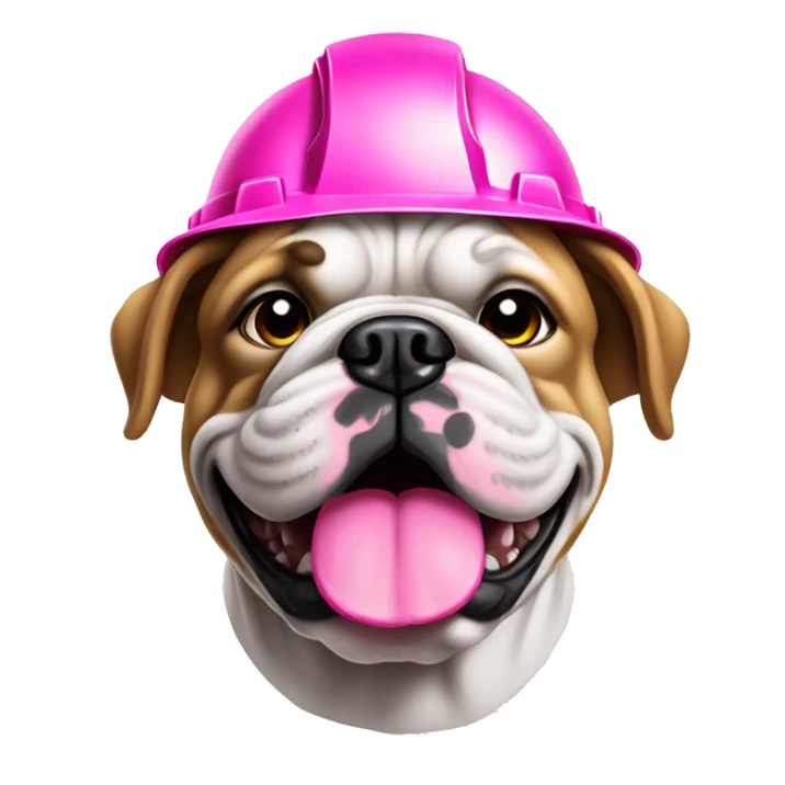 bulldog with pink hard hat that is 20x20 sticker