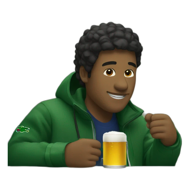 Lacoste black friends man drinking beer with windbreaker sticker