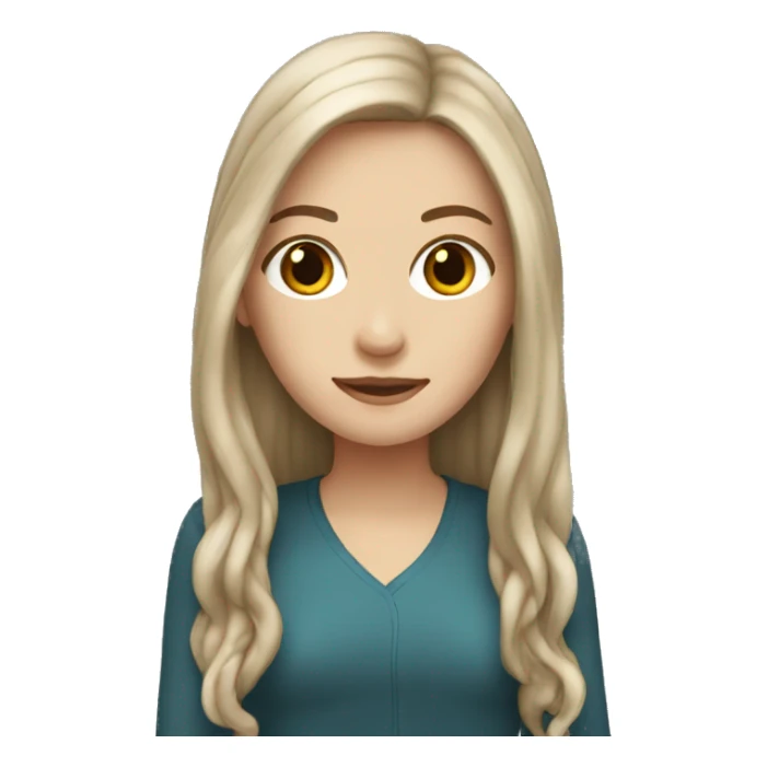 White girl with long brown hair sticker