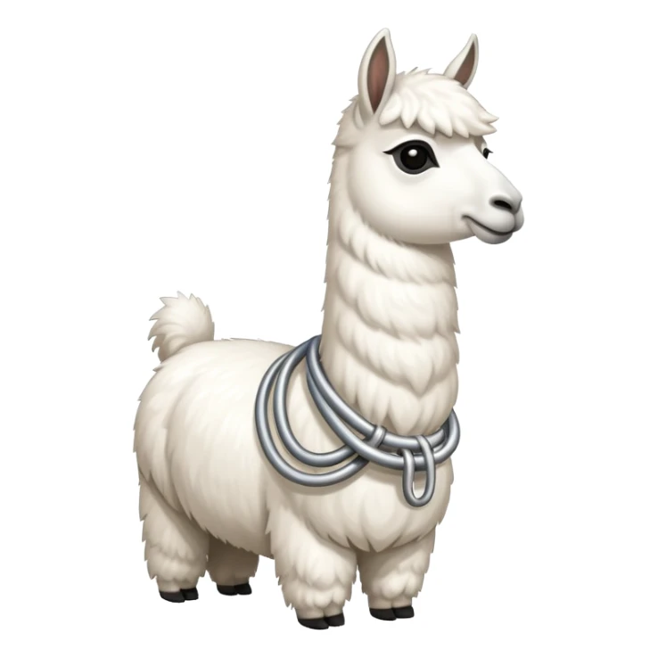 white llama with a long steel resilient coil around the neck sticker