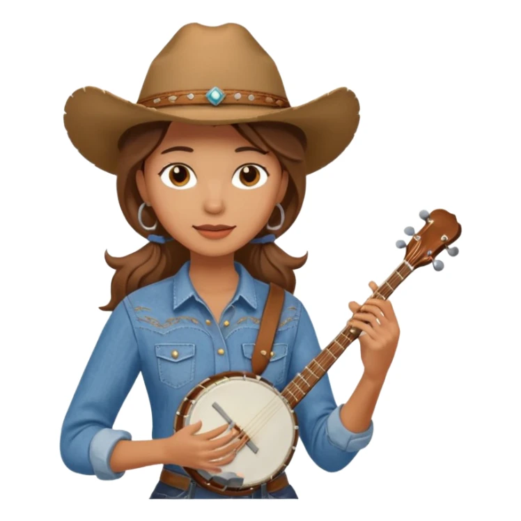 banjo-playing woman cowboy sticker