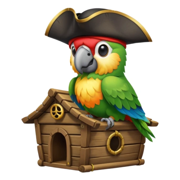frontal view of a Flying pirat parrot with a pirat hut sticker