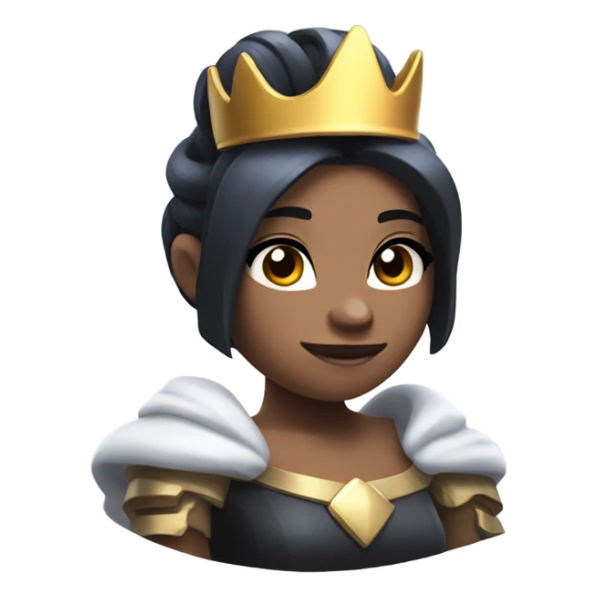 Clash royale the tower princess , white skin , black hair with bow and black crown sticker