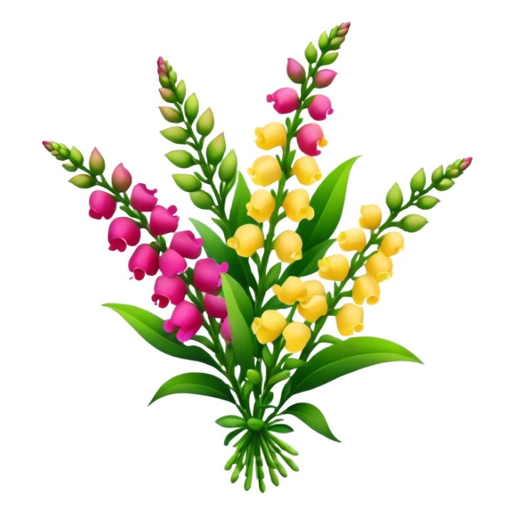 big bouquet Snapdragon, luxuriant, leaf, bud sticker