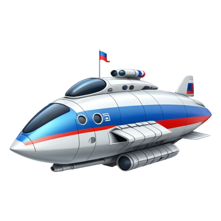 Sci-fi Russian mothership with flag colors incorporated in design sticker
