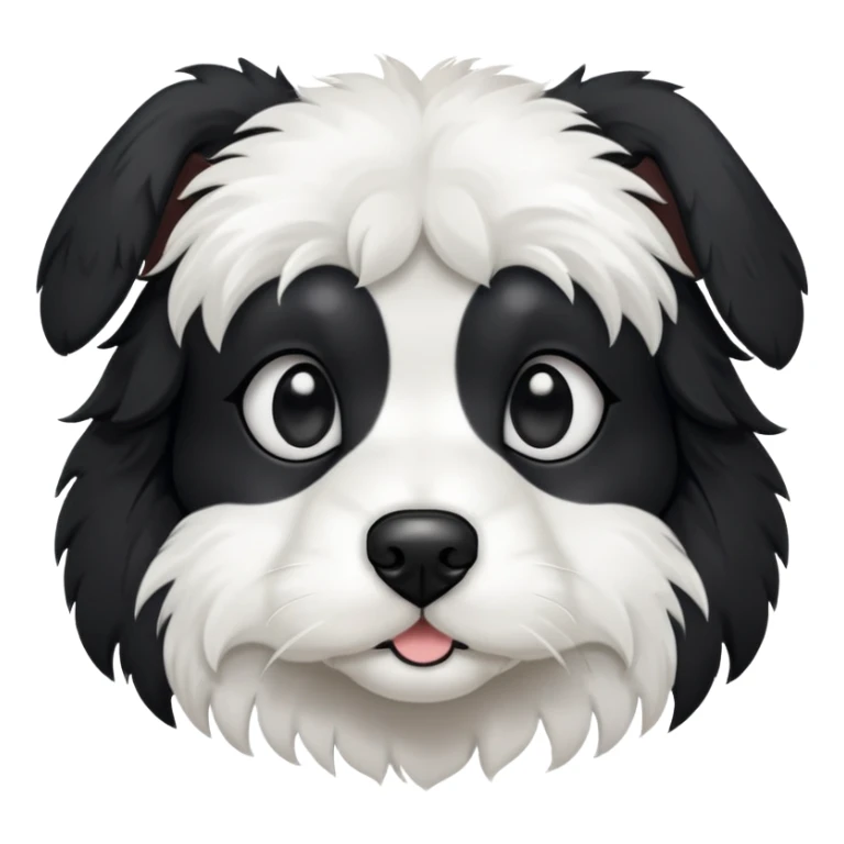 A black and white cavaton (cavalier King Charles spaniel and coton de Tulear) dog with black from his ears to around his eyes and white around his mouth and nose  sticker